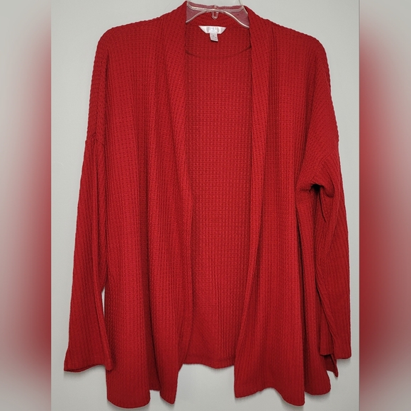 Time and Tru Waffle Weave Open Sweater Red XL 16-18 - Picture 1 of 9